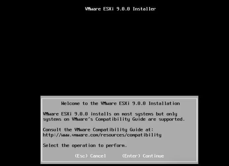 VMware ESXi 9.0安装部署